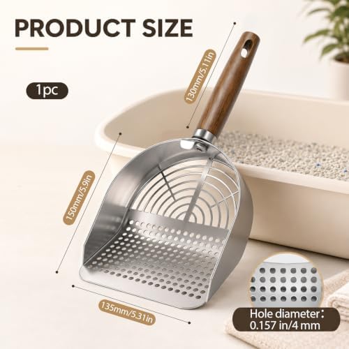 COMNICO Stainless Steel Cat Litter Scoop Dual Sifting Kitten Pooper Lifter - Image 2