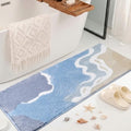 Blue Bathroom Runner Rugs, Non-Slip Absorbent Cute Coastal Bath Mat by Cevolyn