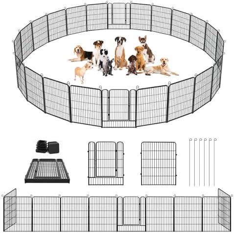 Dog Playpen Outdoor Dog Fence for Yard, 32inch 24 Panels Dog Pens Outside by Jhsomdr