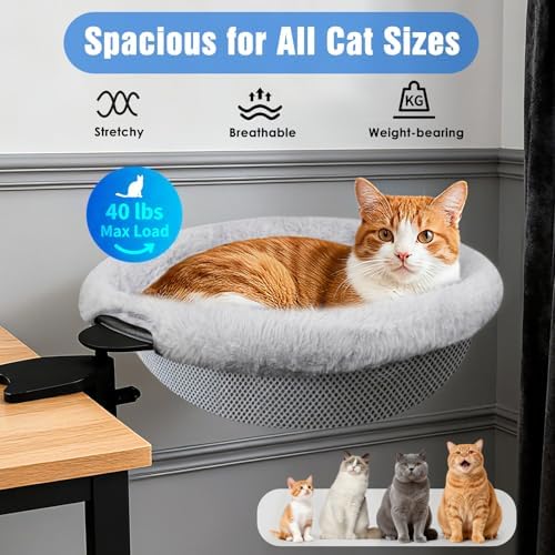 IPOW Heavy Duty 360°Rotating Cat Desk Bed Semi-Circular Cat Bed Hold Up to 40lb - Image 3