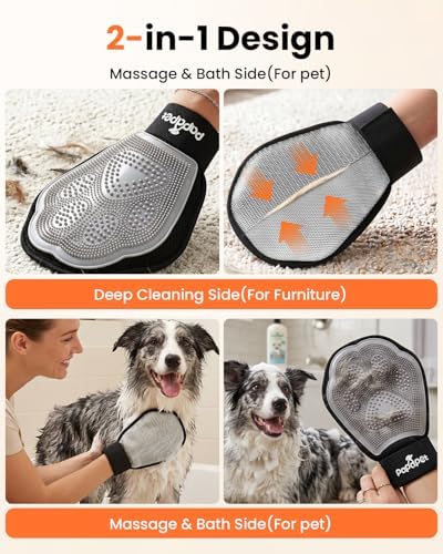 Pet Hair Removal Glove for Dogs & Cats, 2-in-1 Double-Sided Pet Grooming Tool - Image 3
