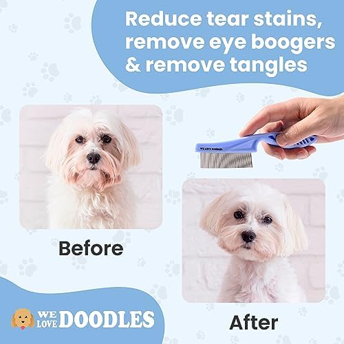 Tick & Flea Comb For Small Dogs, Fine Tooth Dog Face Brush For Tear Stains - Image 4