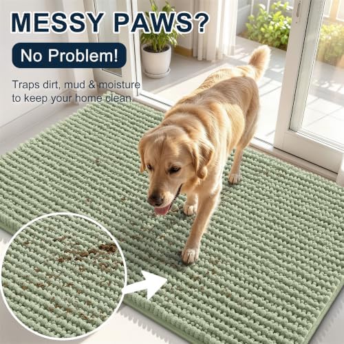Smiry Dog Door Mat for Muddy Paws 40x32, Ultra Absorbent Chenille Doormat - Image 5