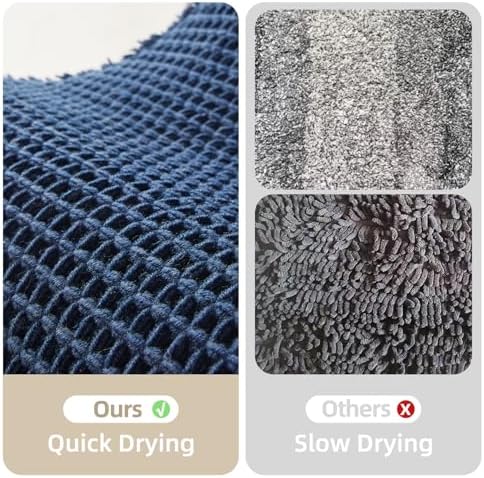 TYUU Waffle Bath Mat, Boho Bathroom Rugs Non Slip, 30x20 Navy Blue - Image 6