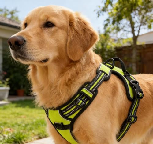 Green No-Pull Dog Harness with 2 Leash Clips，Soft Padded Vest - Image 5