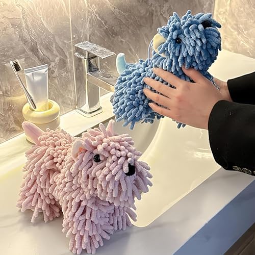 Chenille Dog Hand Towel for Bathroom & Kitchen, Cute Fuzzy Ball Towel - Image 5