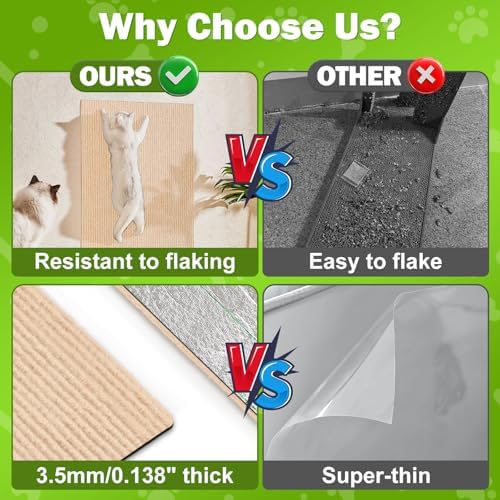 ENONCI 47.2x15.8 Cat Scratcher Mat, Self-Adhesive Wall Corner Cat Scratcher Pad - Image 2