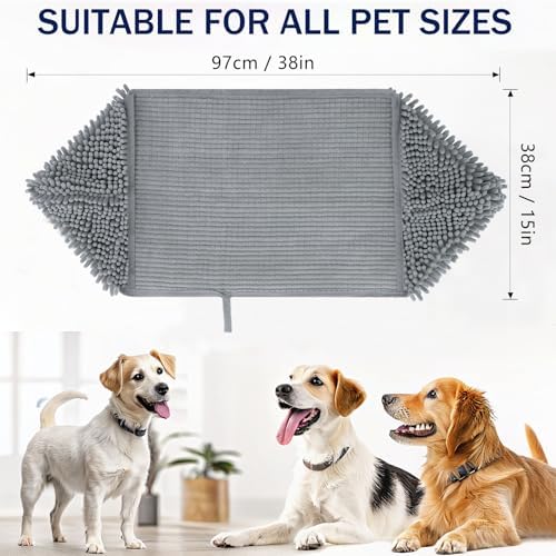 OLANLY Chenille Dog Bath Towel 38x15, Ultra Absorbent Quick Dry Pet Towel - Image 6