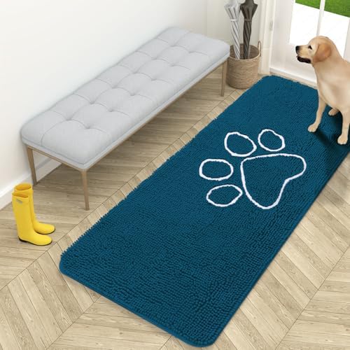 OLANLY Dog Door Mat for Muddy Paws 59x24, Paw Print Design Chenille Mud Mat by OLANLY