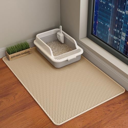 Cat Litter Mat, Double Layer Cat Litter Box Mat by HCY%26WLD