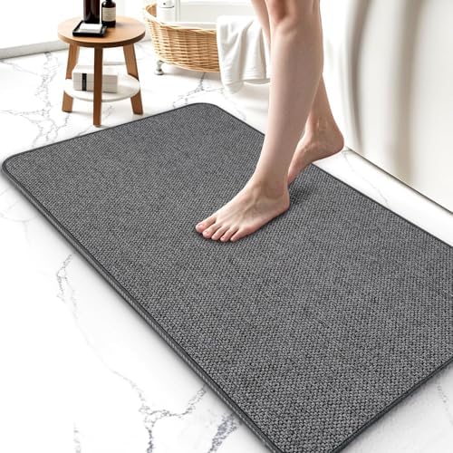 Upgraded Bath Mat 24x36Inch, Thin Bath Mats Rugs by HOMTEB