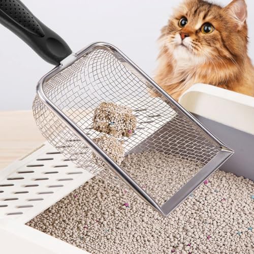 Metal Cat Litter Scoop, Sturdy Litter Cleaner Corner Shovel, Stainless Steel - Image 3