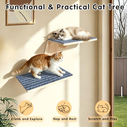 Cat Wall Shelves 2 Platform Kitten Tree Shape Wall-Mounted Floating Shelf - Image 3