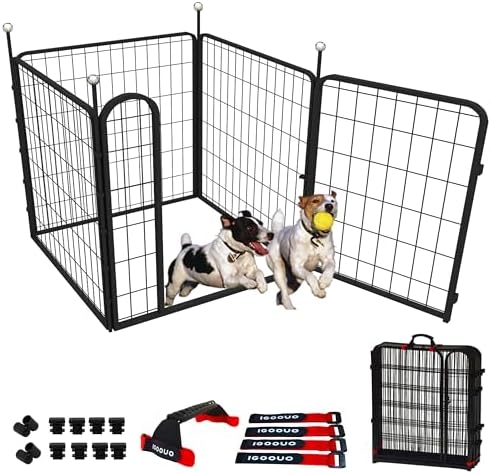 Portable Dog Crates & Playpen, Indoor/Outdoor, Easy-Carry Straps, One Door by IGOOUO
