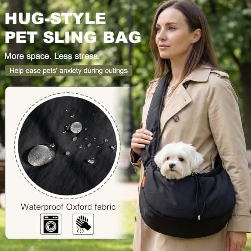 Small Dog Sling Carrier, Hands-Free Breathable Pet Carrier - Image 6