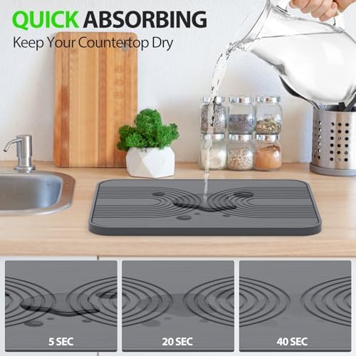 2 PCS Stone Dish Drying Mat ＆ Silicone Mat - Image 2