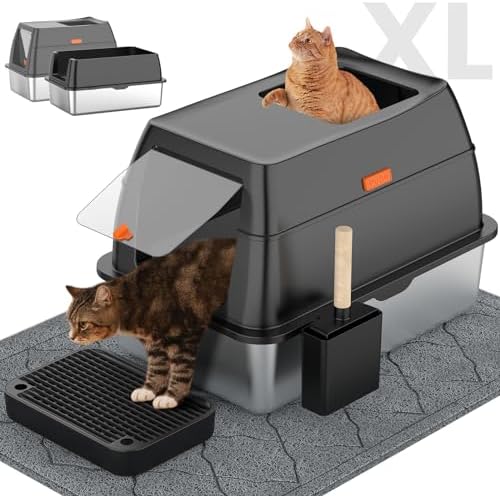 Lobeve Extra Large Stainless Steel Litter Box by Lovebegetslove