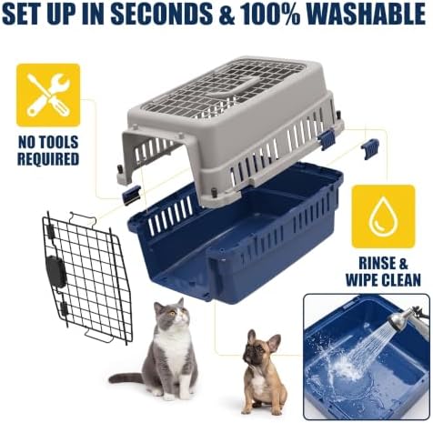 Hard-Sided Pet Carrier for Cats and Small Dogs, Portable Plastic Crate for Vet - Image 6