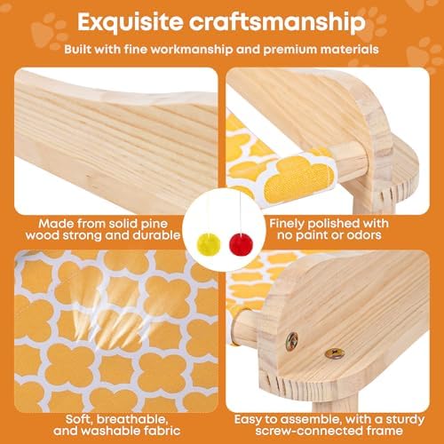 Large 3-Layer Cat Hammock Bed, Breathable Washable Covers, Wooden Pet Furniture - Image 4