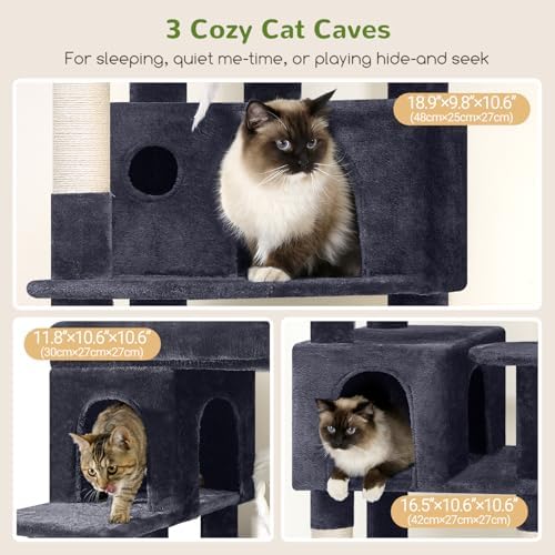 Globlazer F66 Corner Cat Tree, 66in Multi-Level Climbing Tower, Dark Grey - Image 4