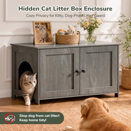 Extra Large Hidden Cat Litter Box Enclosure Furniture, Dog Proof Kitty Washroom - Image 5