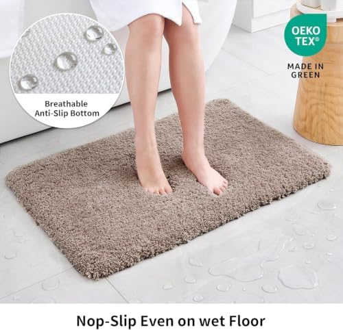 Disolla Taupe Grey Bathroom Rugs 24x36, Non-Slip Plush Thick Bath Mat - Image 3