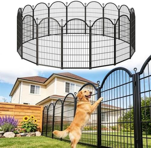 8 Panels No Dig Garden Fence, Dog Fence Outdoor by Blingluck