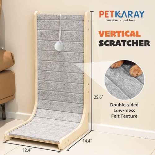PETKARAY Felt Cat Scratcher, Vertical Cat Scratching Pad, Scratch Resistant - Image 2