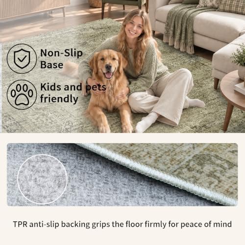 Area Rugs for Bedroom Nursery 4x6 Washable Foldable Vintage Grey - Image 4