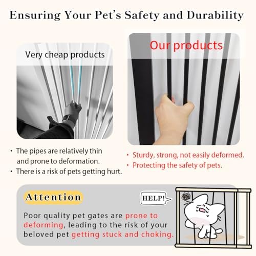 Lumizone Extra Tall Cat Gate 55.12" High 29.92"-42.51" Wide Pet Gate Black - Image 6