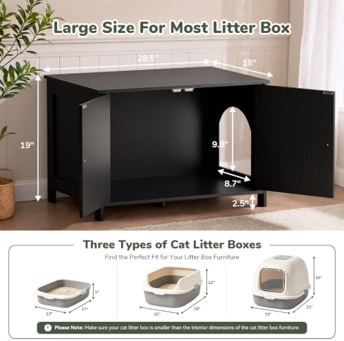 Hidden Cat Litter Box Enclosure Furniture, Dog Proof Kitty Washroom Cabinet - Image 4