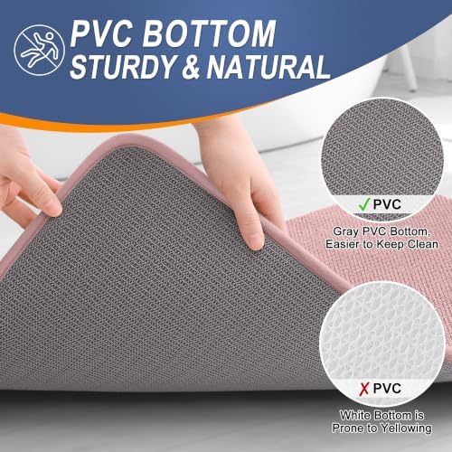 OLANLY Memory Foam Bathroom Runner Rugs 47x24, Long Bath Mats, Dusty Rose - Image 4