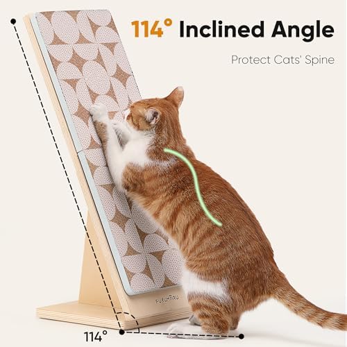 FUKUMARU Cat Scratcher Ramp for Indoor Cats, Vertical Cardboard Scratcher - Image 3