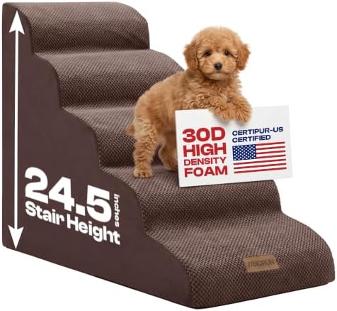 Miorun Dog Stairs for High Beds, 24.5" Foam Pet Ramp Step for Small Dogs by Miorun