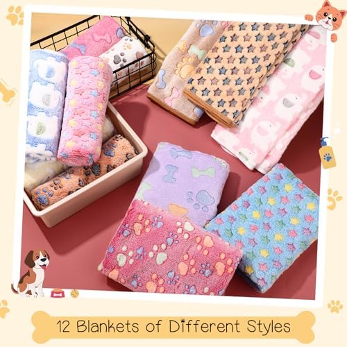 Tatuo 12 Pcs 41x30 in Puppy Dog Blankets Fleece Cat Pet Blankets Soft Warm - Image 6