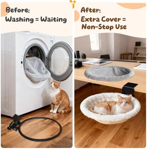 Cat Bed for Desk |2 Machine-Washable Covers |Foldable Cat Bed Desk Mount - Image 2