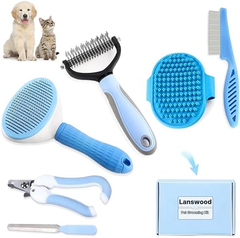 Dog Brush Dog Grooming Kit 6PCS Dog Brush by Lanswood