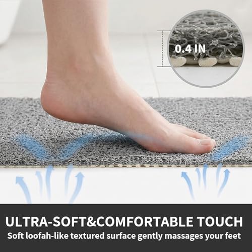 Square Shower Mat Non Slip, 27 x 27 Inch Grey Shower Floor Mat Without Suction - Image 3
