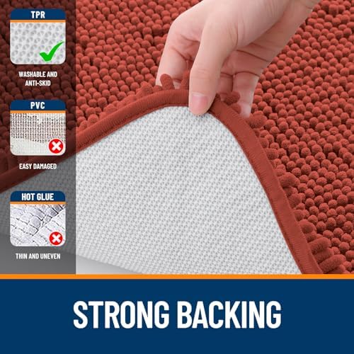 OLANLY Small Bathroom Rugs 30x18, Extra Soft Absorbent Chenille Bath Rugs - Image 6