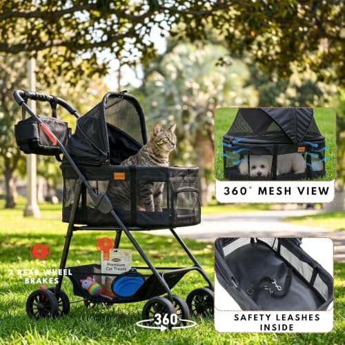 Bicystar 3 in 1 Pet Stroller, Cat Stroller w/Detachable Carrier - Image 6
