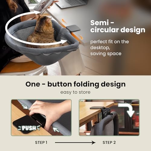 JUNSPOW Cat Desk Bed One-Click Folding, Maximum Holds 40lb - Image 4