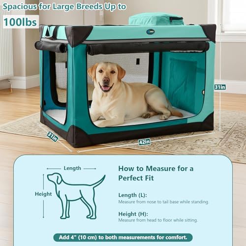Ownpets Collapsible Dog Crate, 42 inch Portable Travel Dog Crate - Image 2