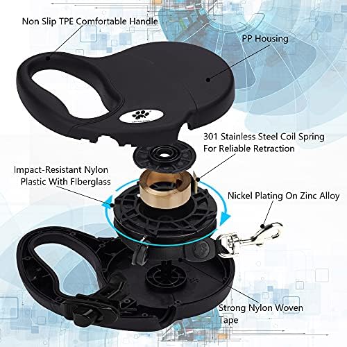 13 ft Retractable Dog Leash for Large Dogs up to 26 lbs, Tangle-Free Nylon Tape - Image 5