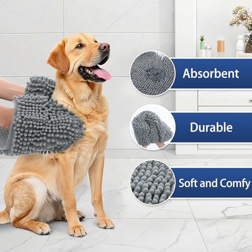 OLANLY Chenille Dog Bath Towel 38x15, Ultra Absorbent Quick Dry Pet Towel - Image 5