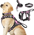 WINSEE Pet Harness Collar and Leash Set, All-in-one Reflective Dog Harness No by WINSEE