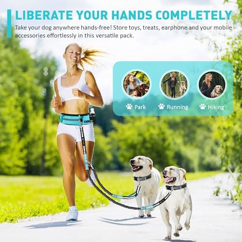 Waist Leash for Double Dog Walking 2 Medium and Large Dogs; Shock-Absorbing - Image 4