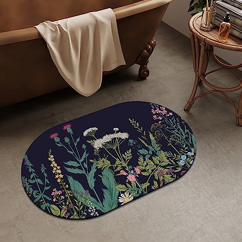 Wild Flowers Super Absorbent Quick-Drying Bathroom Mat Rug, Rubber Non-Slip - Image 2