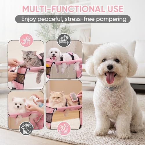 Dog Grooming Bath Hammock with Stand, Foldable - Image 2