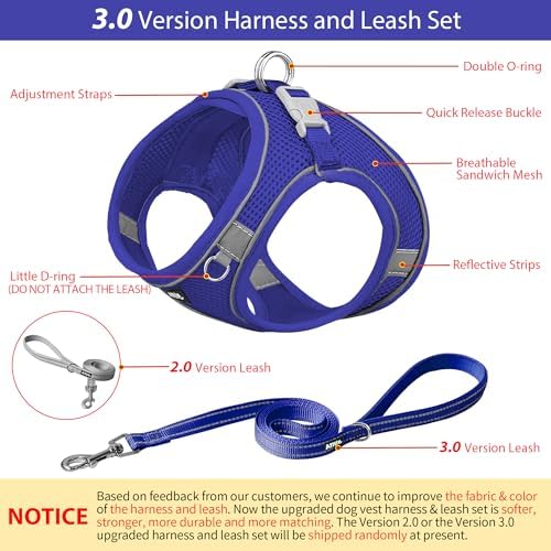 AIITLE Dog Harness and Leash Set, Step-in Puppy Pet Vest, Royal Blue XXXS - Image 4