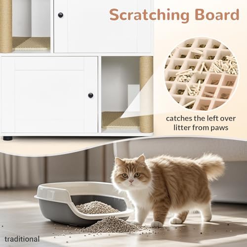 Yafylly Double Litter Box Enclosure Furniture, Cat Litter Cabinet Hidden - Image 3